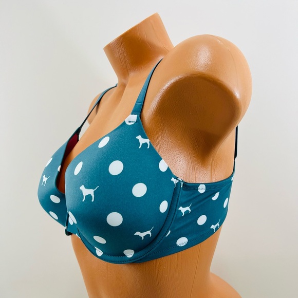 36C VS PINK Wear Everywhere Push Up Bra Polka Dots Dog Pups - Picture 2 of 9
